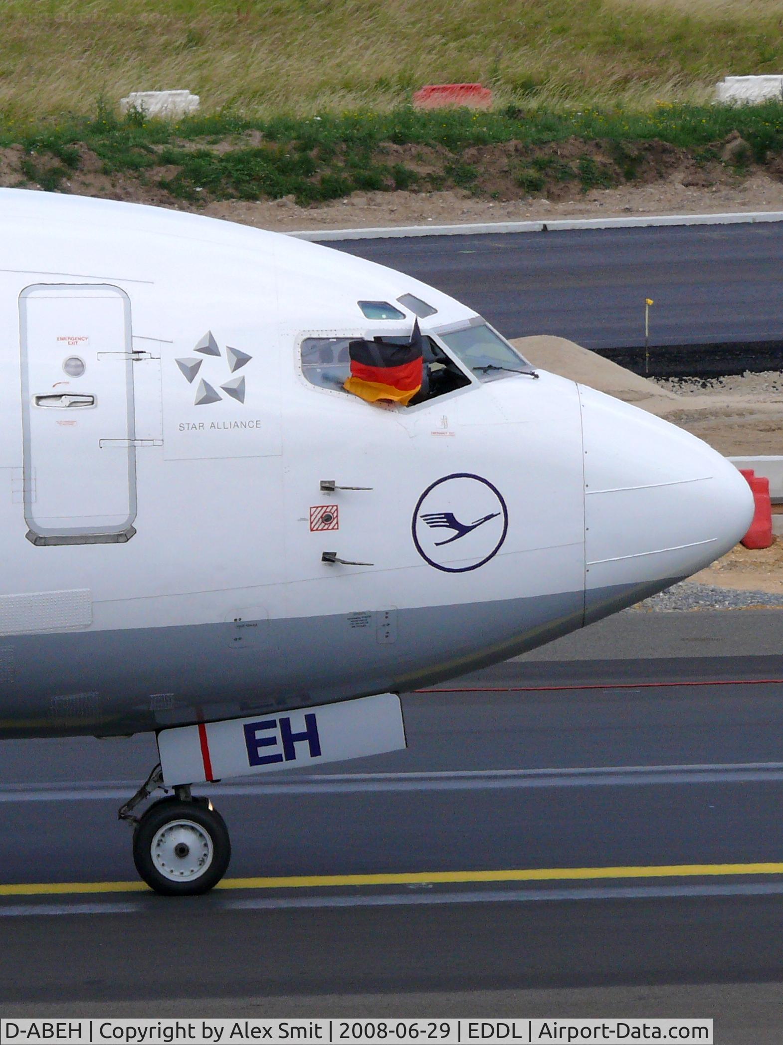 D-ABEH, 1991 Boeing 737-330 C/N 25242, Boeing B737-330 D-ABEH Lufthansa flying the German colors to support their team during WC Soccer