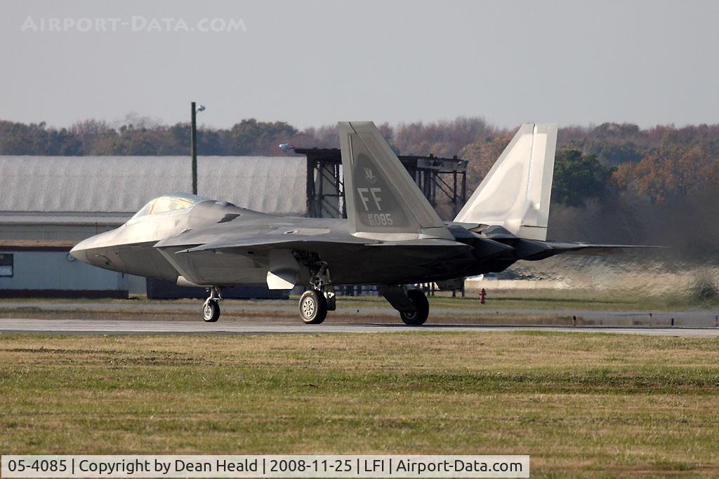 05-4085, 2005 Lockheed Martin F-22A Raptor C/N 4085, F-22A Raptor 05-4085 sits in position on RWY 26 awaiting takeoff clearance to begin the 2009 Raptor Demo rehearsal. The pilot is the 