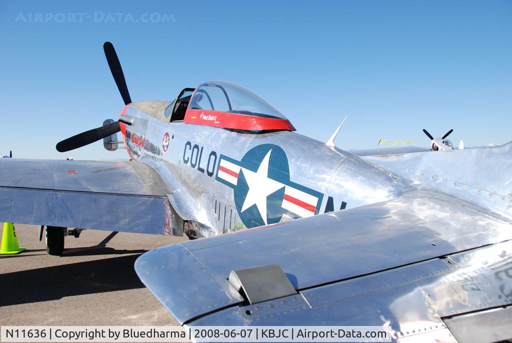 N11636, 1945 North American P-51D Mustang C/N 45-11636N, 'Stang Evil on display at KBJC open house.