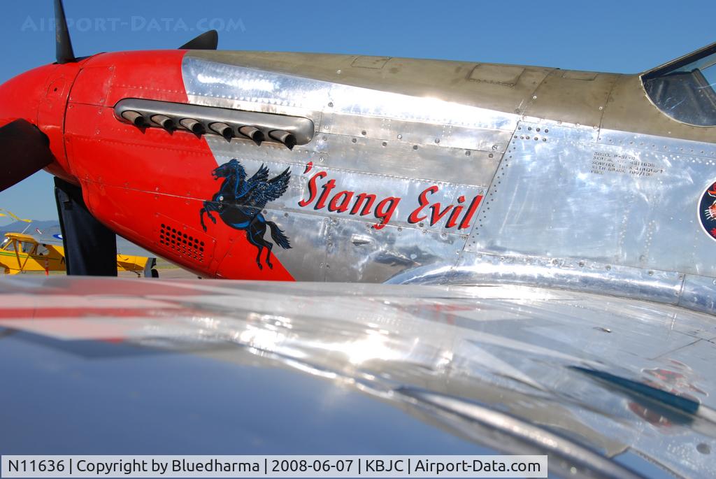 N11636, 1945 North American P-51D Mustang C/N 45-11636N, 'Stang Evil on display at KBJC open house.