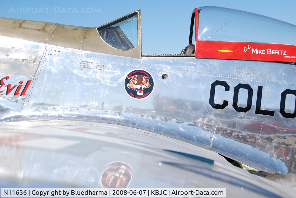 N11636, 1945 North American P-51D Mustang C/N 45-11636N, 'Stang Evil on display at KBJC open house.