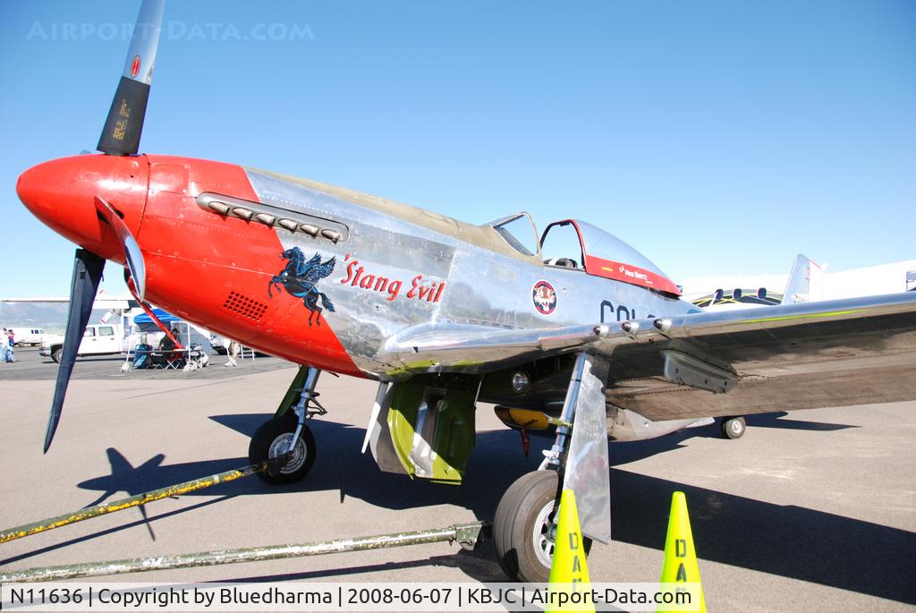 N11636, 1945 North American P-51D Mustang C/N 45-11636N, 'Stang Evil on display at KBJC open house.