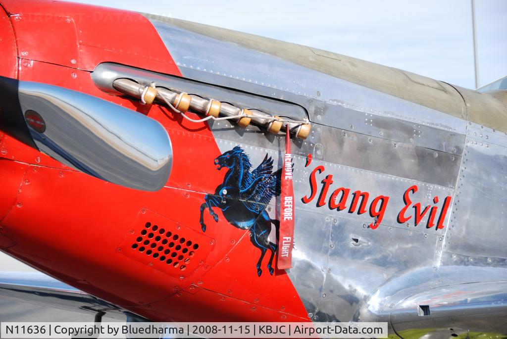 N11636, 1945 North American P-51D Mustang C/N 45-11636N, 'Stang Evil on display at Salute to Veteran's 2008 event at Broomfield Colorado.