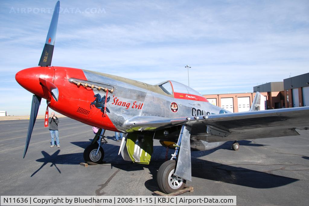 N11636, 1945 North American P-51D Mustang C/N 45-11636N, 'Stang Evil on display at Salute to Veteran's 2008 event at Broomfield Colorado.