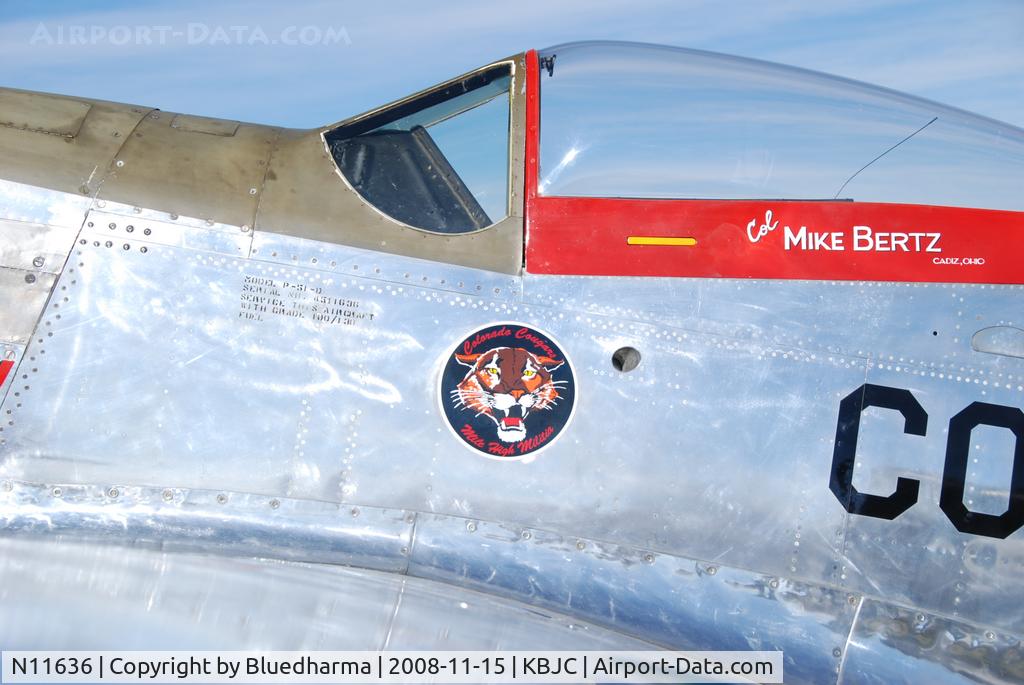 N11636, 1945 North American P-51D Mustang C/N 45-11636N, 'Stang Evil on display at Salute to Veteran's 2008 event at Broomfield Colorado.