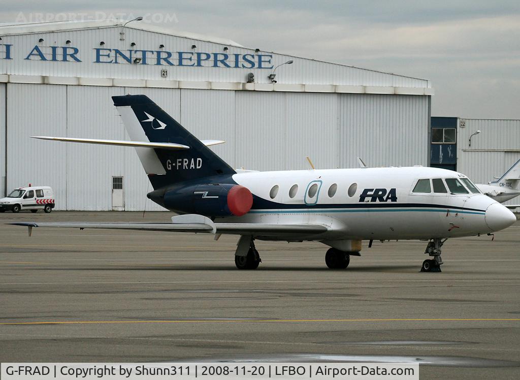 G-FRAD, 1975 Dassault Falcon (Mystere) 20DC C/N 304, Parke at the General Aviation area with a BAE Hawk 132