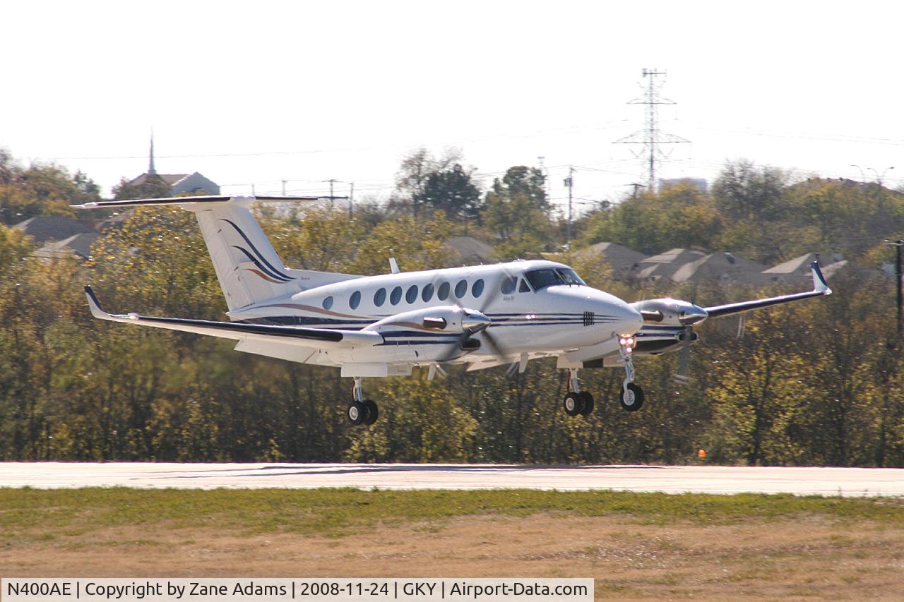 N400AE, 1990 Beech B300 King Air C/N FL-2, Landing runway 36 at Arlington, TX - Nice crosswind!
