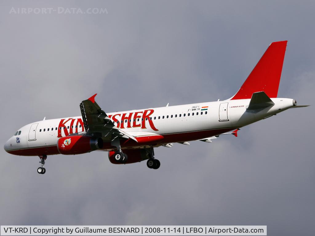 VT-KRD, 2009 Airbus A320-232 C/N 3621, Ex F-WWIK new A320 for Kingfisher.