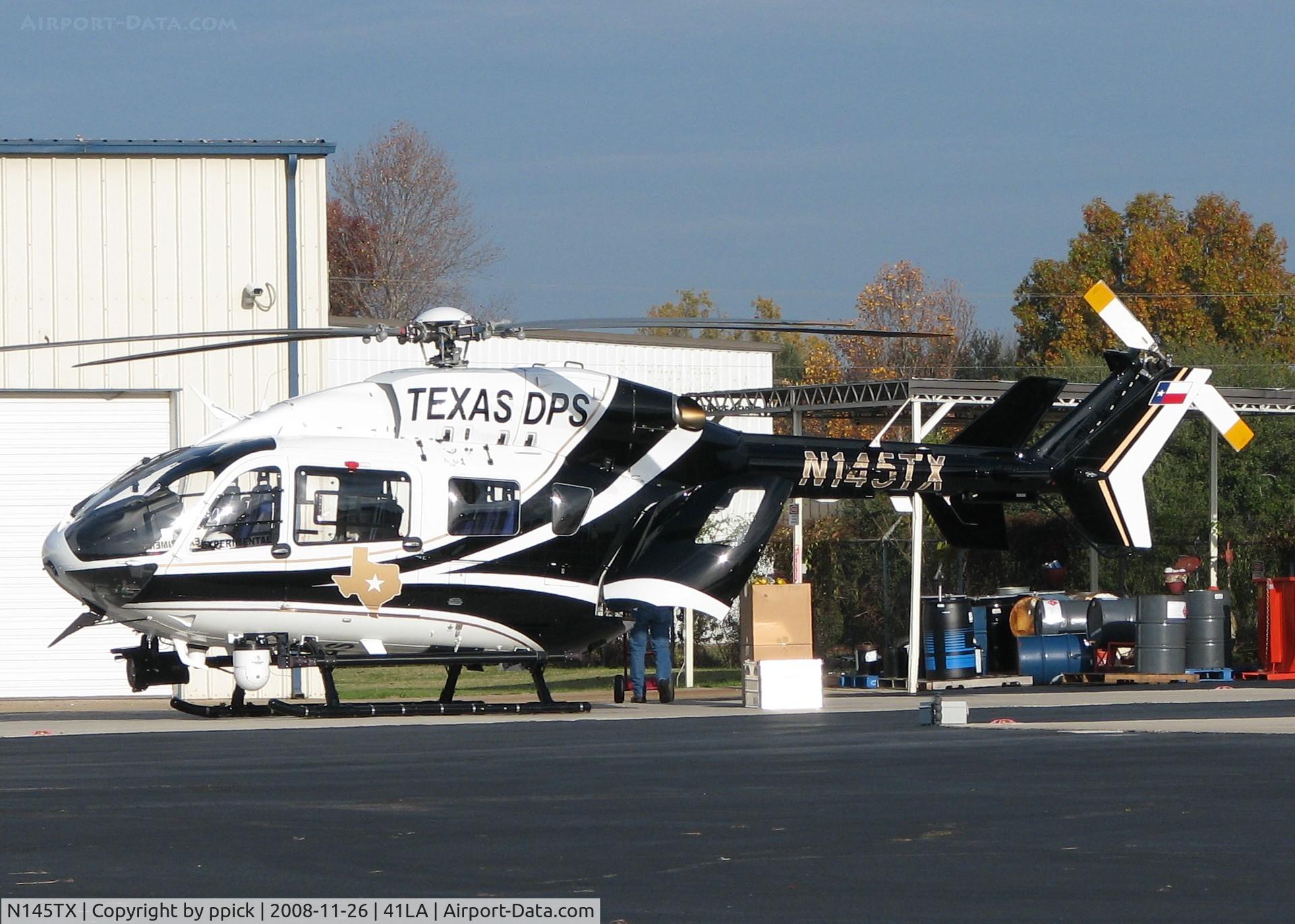 N145TX, Eurocopter-Kawasaki EC-145 (BK-117C-2) C/N 9166, Parked at Metro Aviation near the Downtown Shreveport airport.
