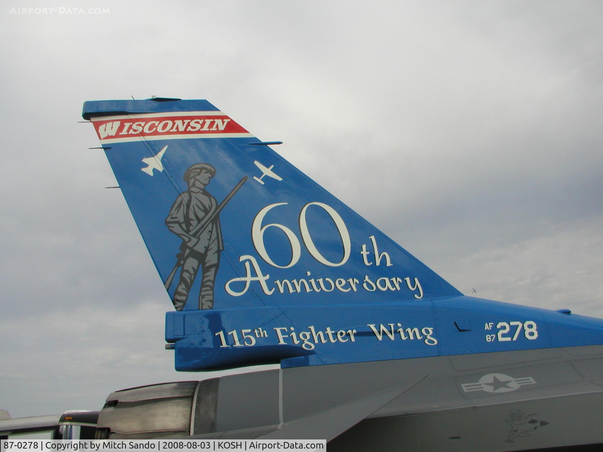 87-0278, General Dynamics F-16C Fighting Falcon C/N 5C-539, EAA AirVenture 2008.