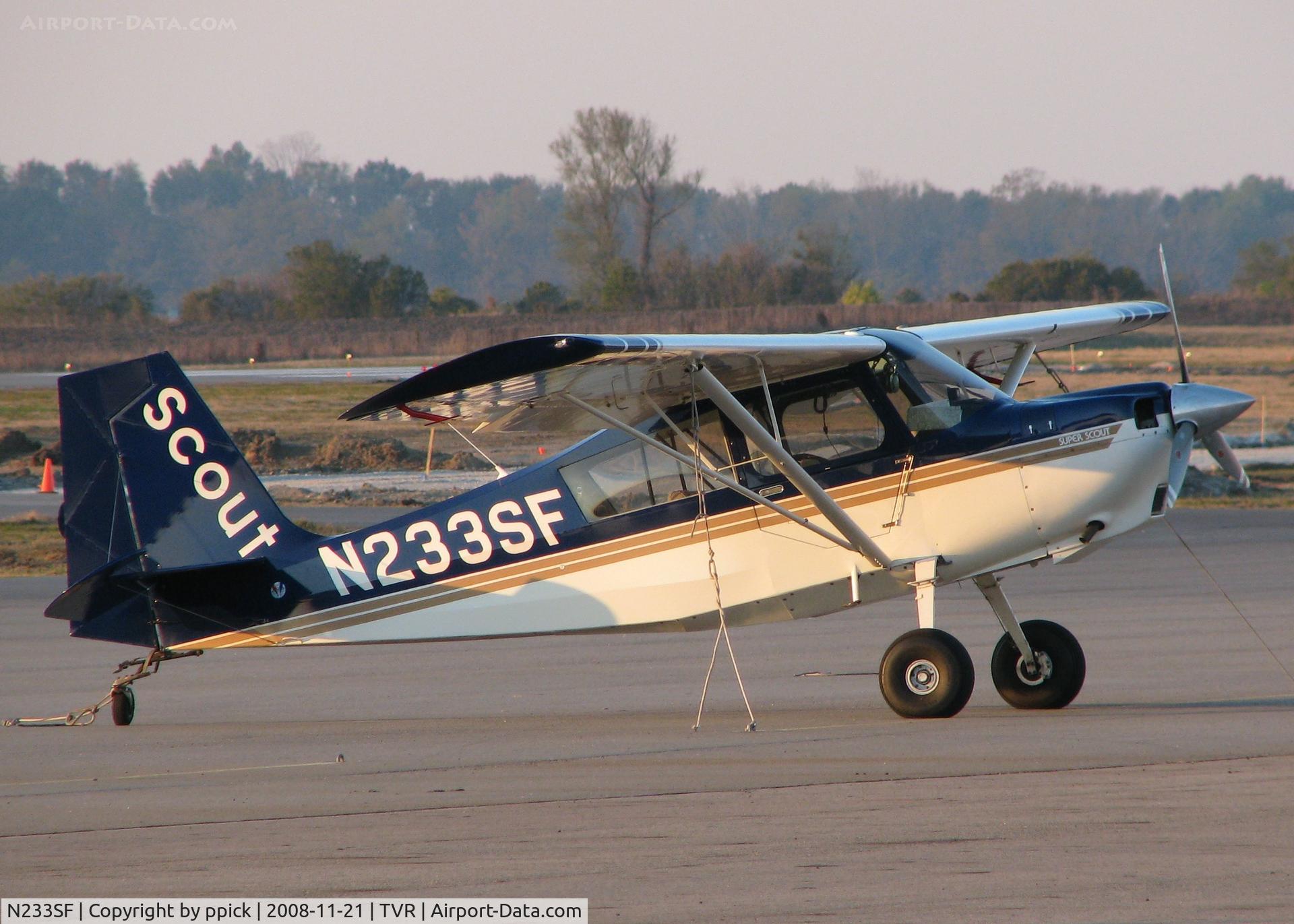 N233SF, 1999 American Champion 8GCBC Scout C/N 402-99, Parked at the Vicksburg/Tallulah airport.