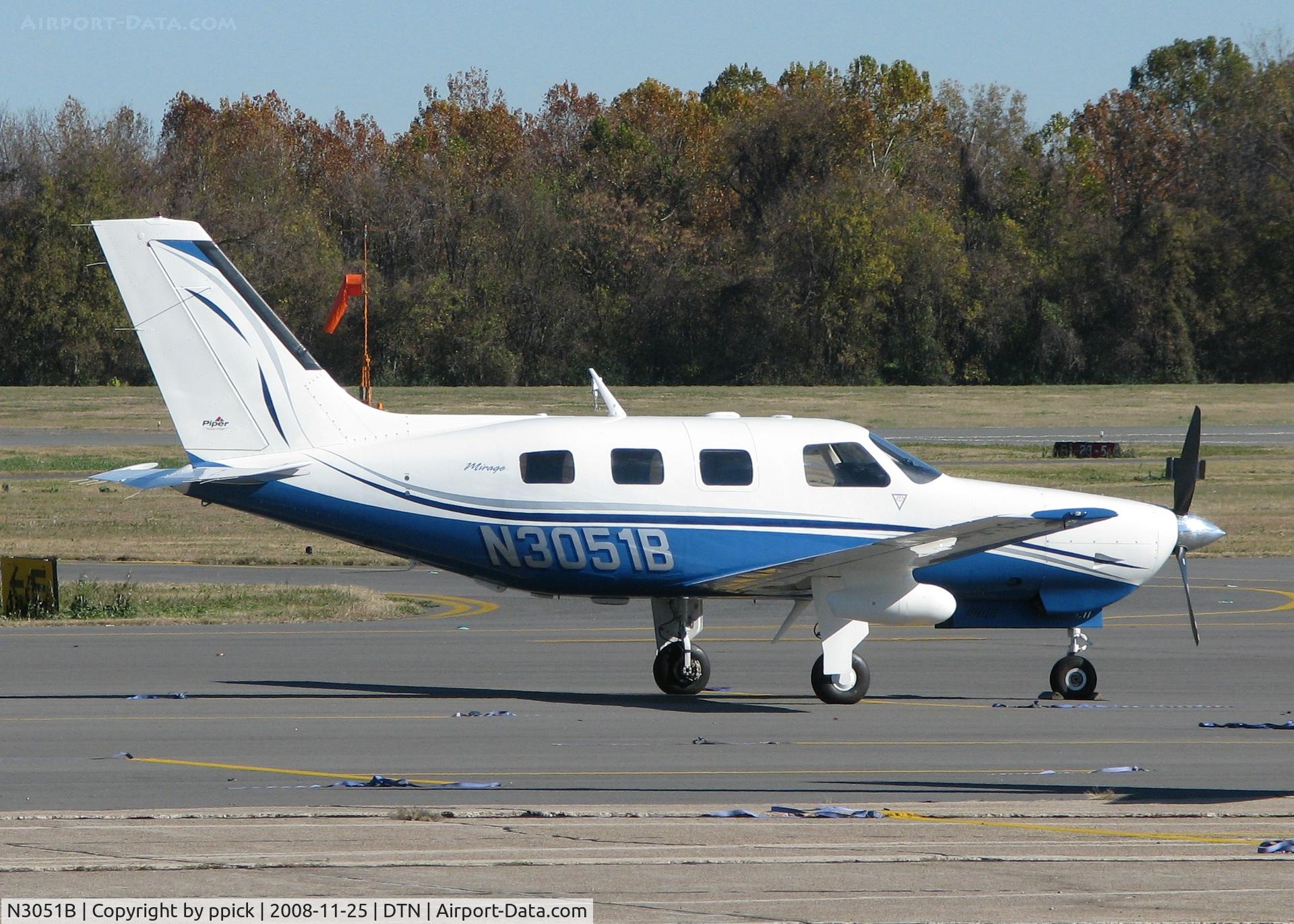 N3051B, 2008 Piper PA-46-350P Malibu Mirage C/N 4636440, Parked at Downtown Shreveport.