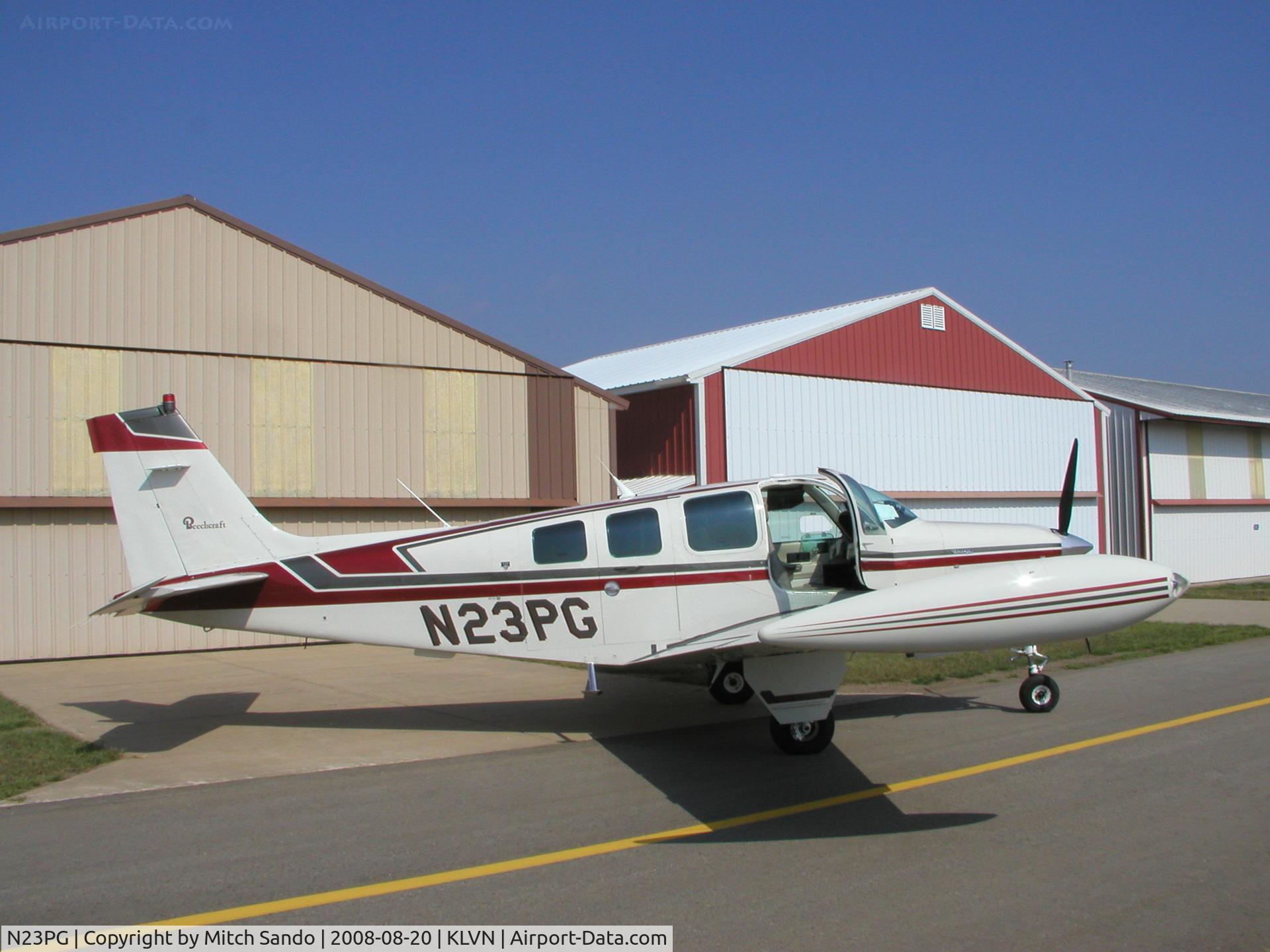 N23PG, 1986 Beech A36 Bonanza 36 C/N E-2324, Parked outside the hangar.
