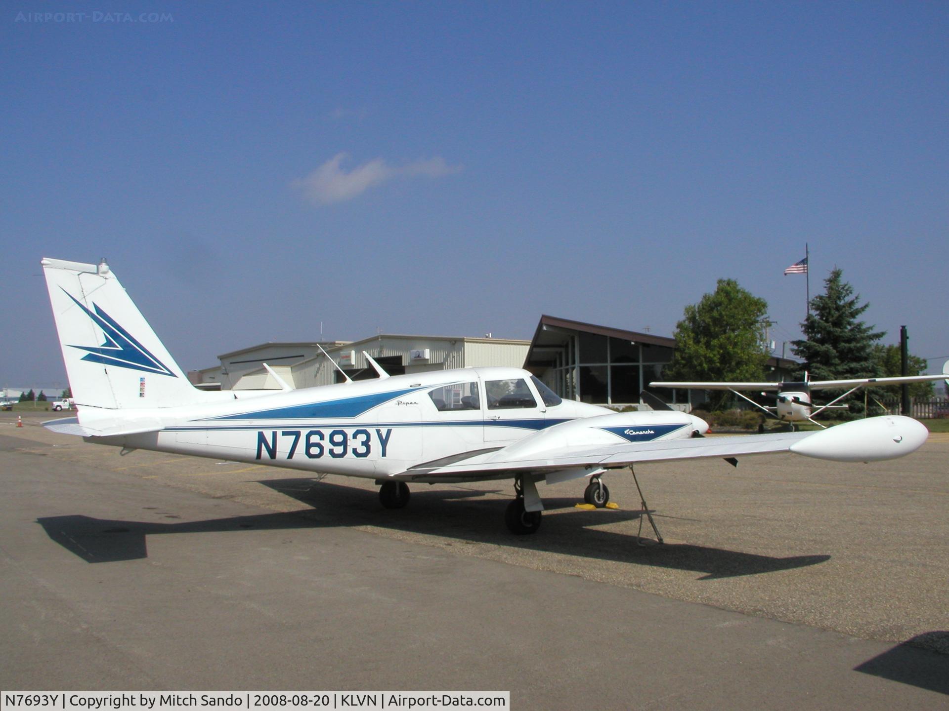 N7693Y, 1965 Piper PA-30 Twin Comanche Twin Comanche C/N 30-775, Parked on the ramp at Airlake.