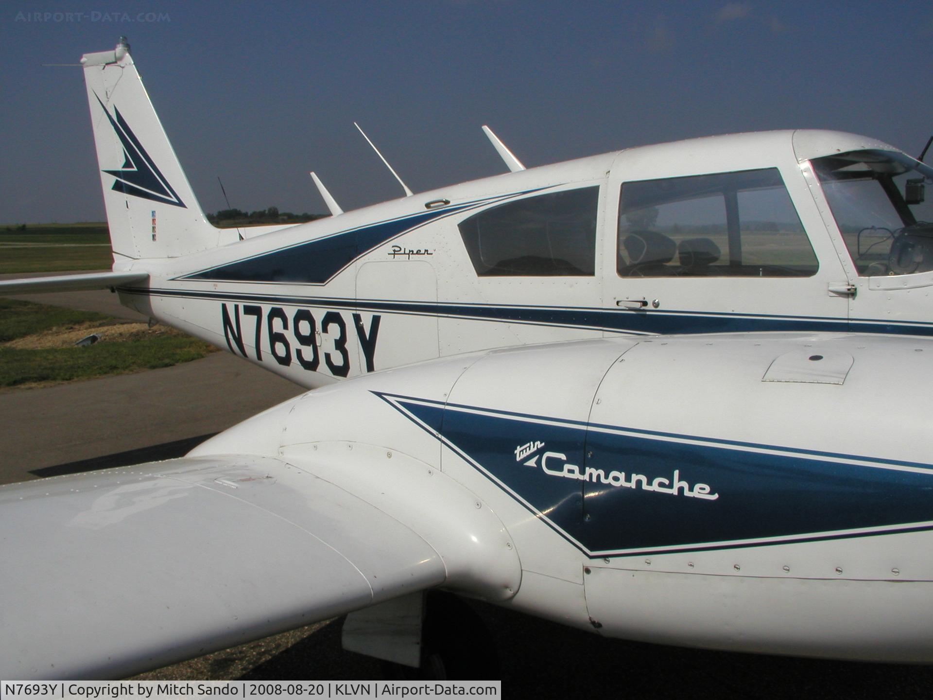 N7693Y, 1965 Piper PA-30 Twin Comanche Twin Comanche C/N 30-775, Parked on the ramp at Airlake.