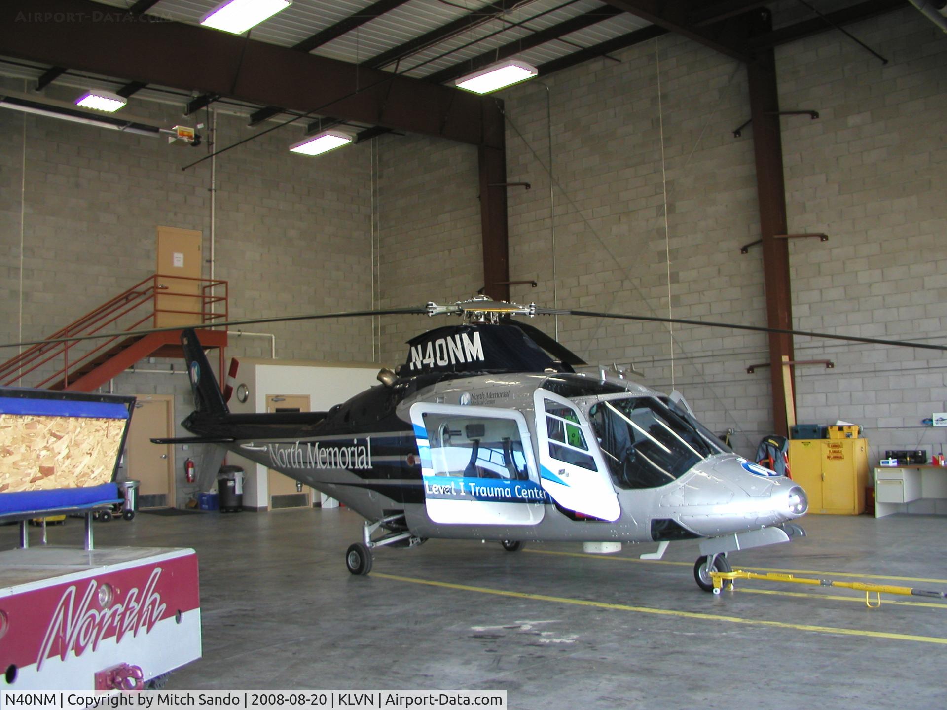 N40NM, 1987 Agusta A109A II C/N 7395, Parked inside the hangar.