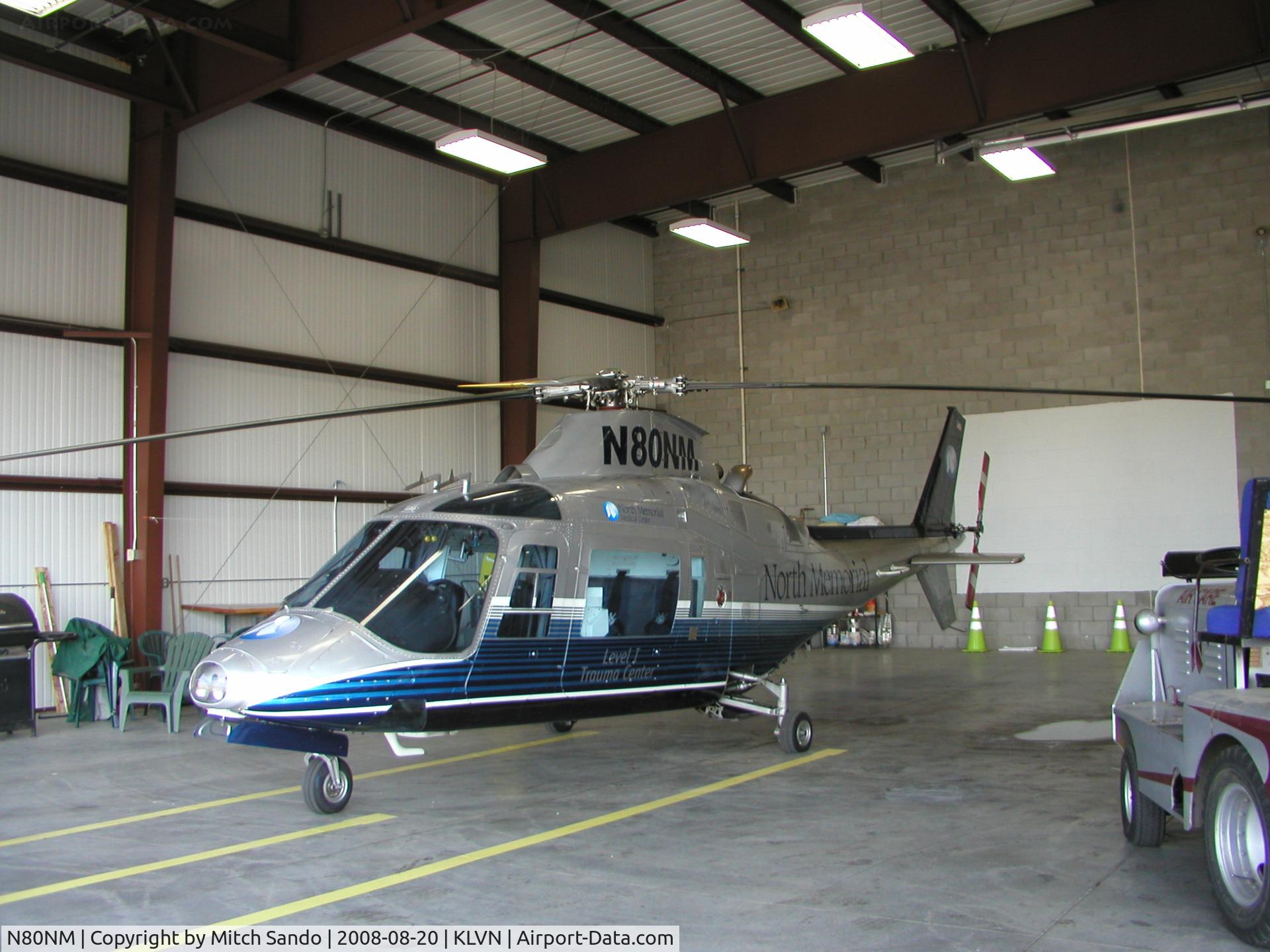 N80NM, 1985 Agusta A109A II C/N 7327, Parked inside the hangar.
