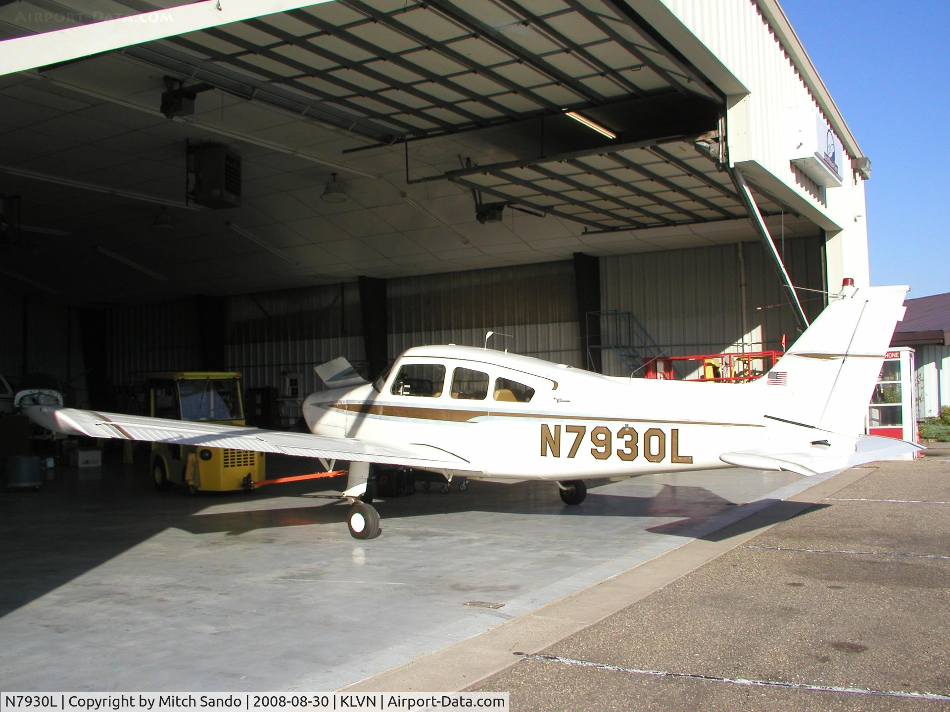 N7930L, 1966 Beech A23-24 Musketeer Super III C/N MA-117, Parked inside the maintenance hangar.