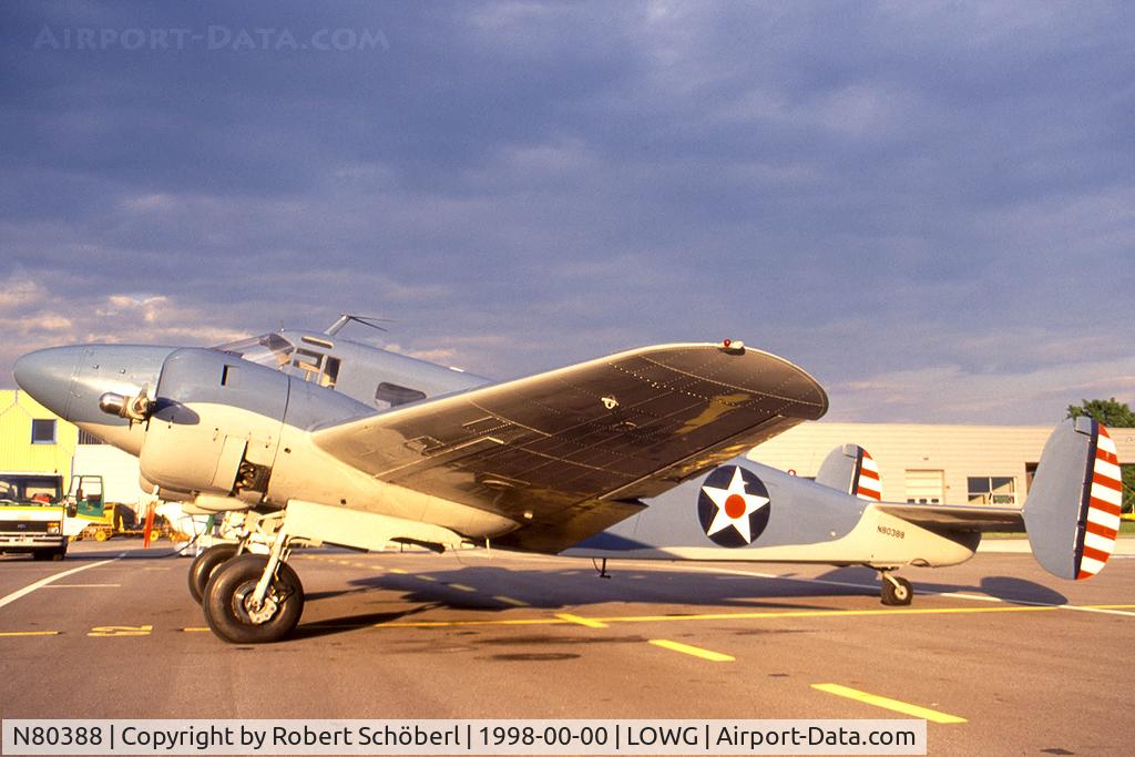 N80388, 1946 Beech D18S C/N A-288, This plane is based at LOWG/GRZ. New reg. is now OE-FSH