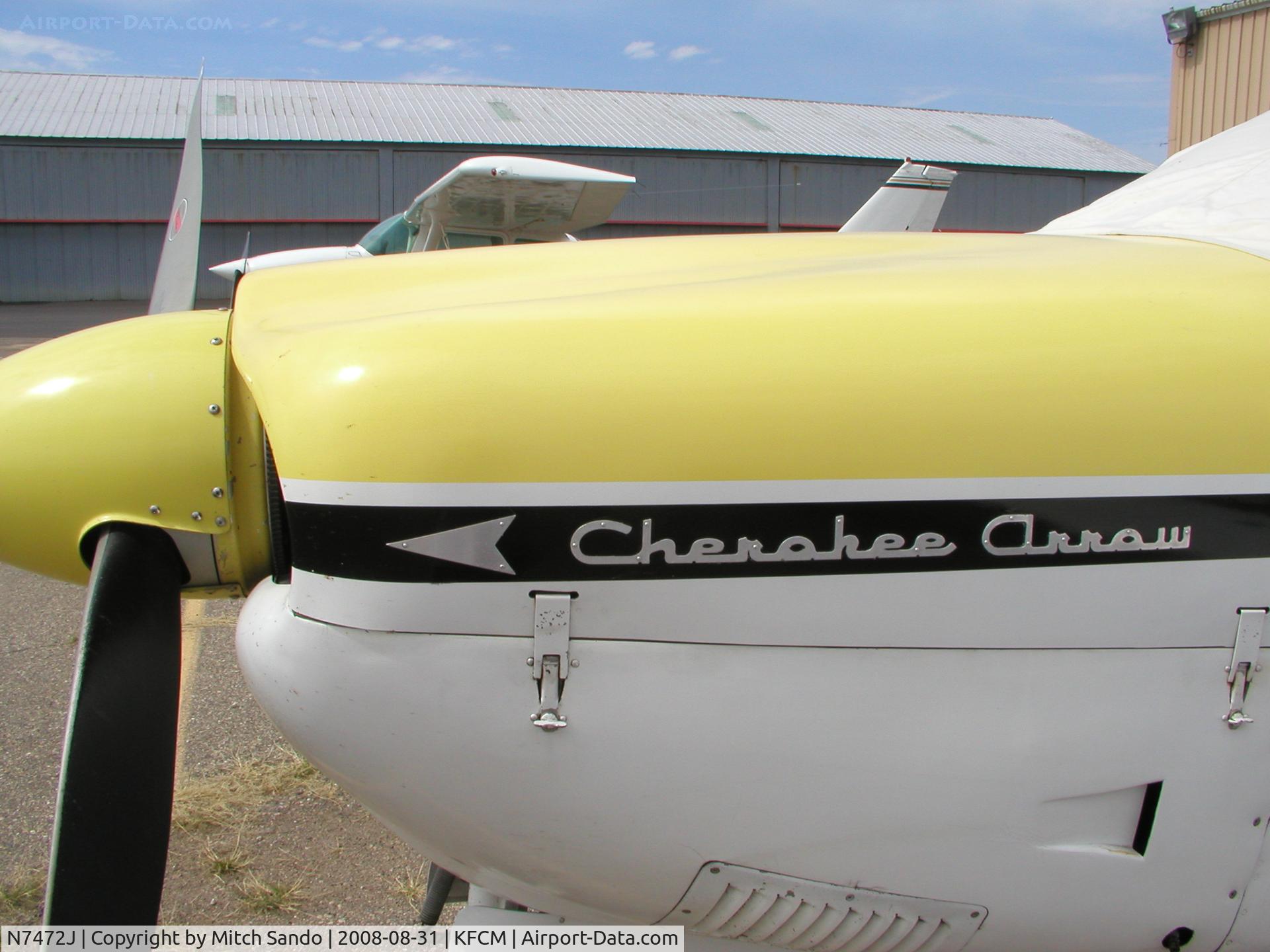 N7472J, 1968 Piper PA-28R-180 Cherokee Arrow C/N 28R-30826, Parked on the ramp at Thunderbird.