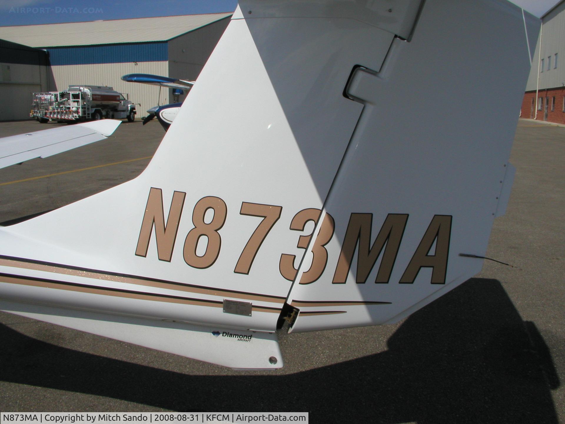 N873MA, 2007 Diamond DA-40 Diamond Star C/N 40.883, Parked on the ramp at ASI Jet Center.