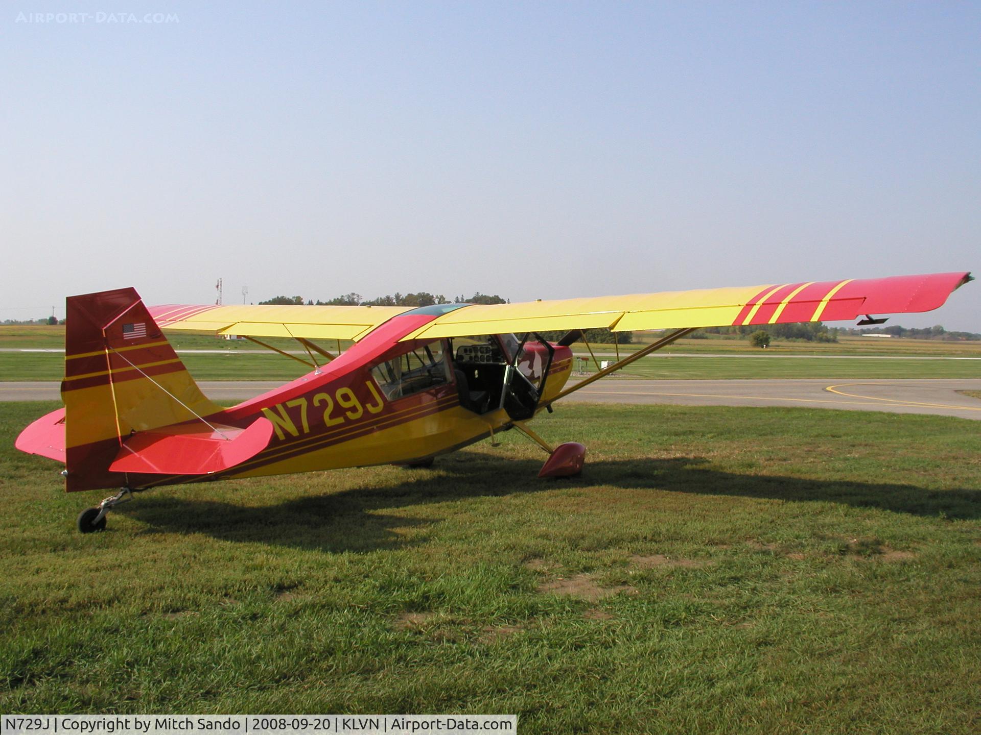 N729J, 2001 American Champion 7GCBC C/N 1313-2001, Parked at Airlake.