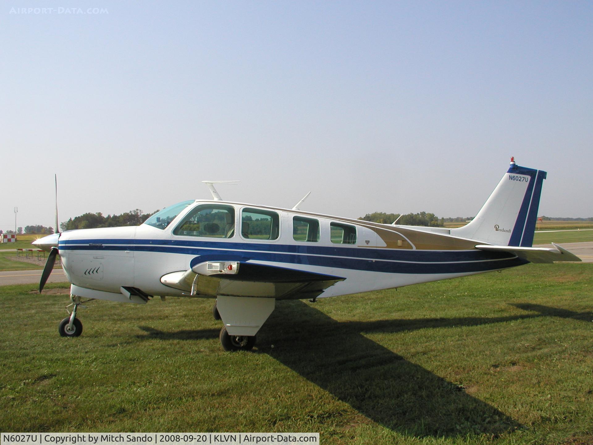 N6027U, 1979 Beech A36 Bonanza 36 C/N E-1457, Parked at Airlake.