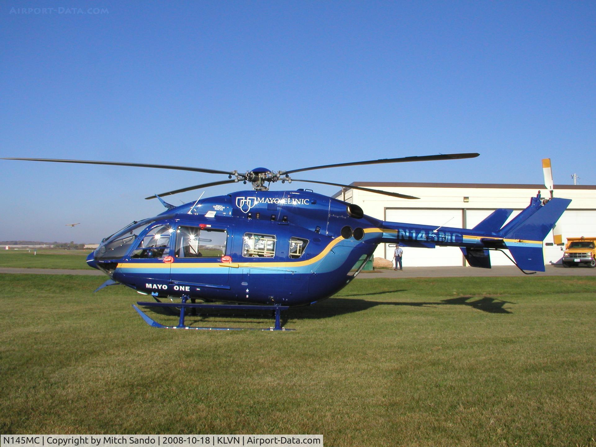N145MC, 2007 Eurocopter-Kawasaki EC-145 (BK-117C-2) C/N 9120, Staging at Airlake before flying to the Minneapolis Convention Center for the 2008 Air Medical Transport Conference.