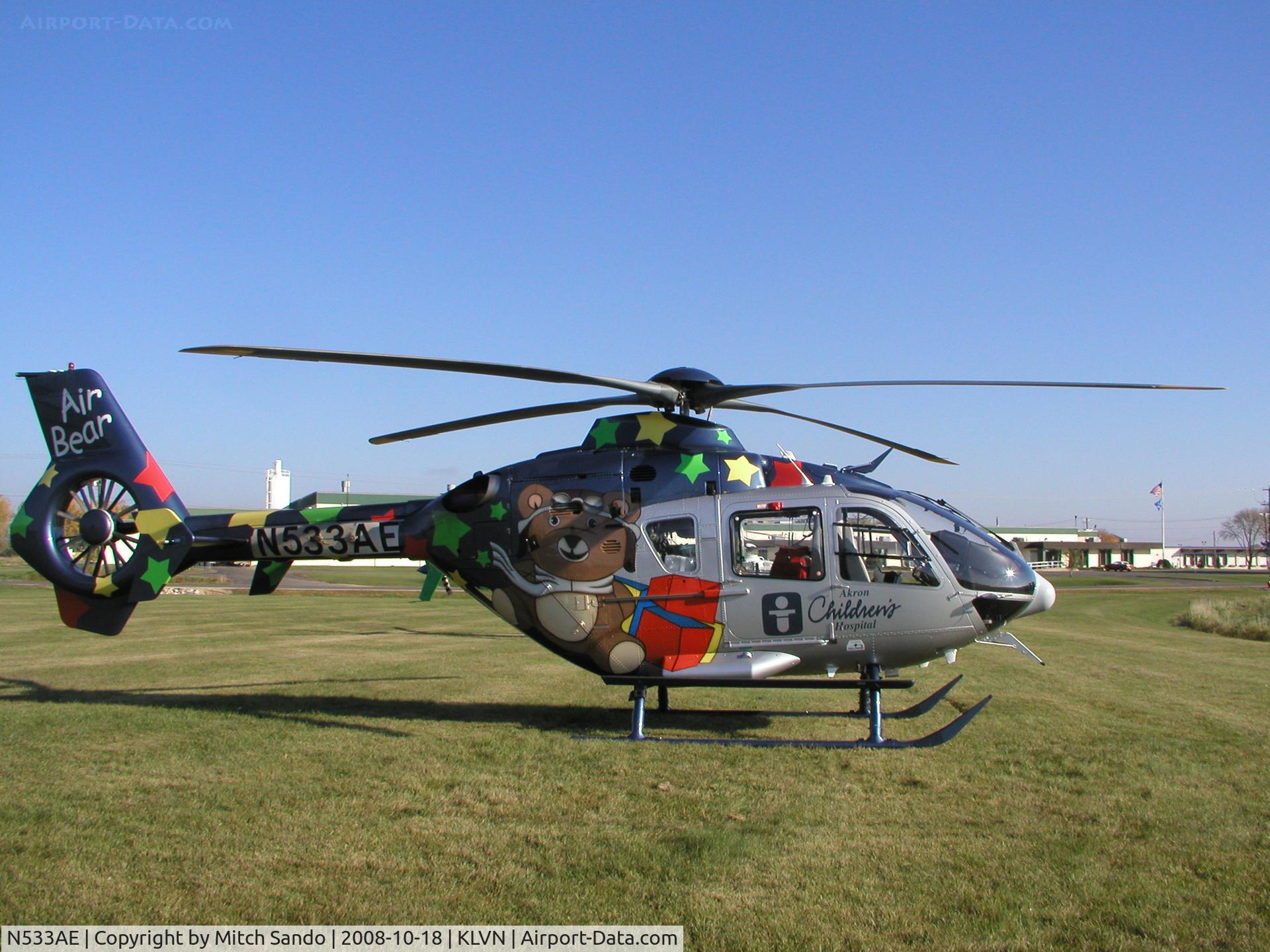 N533AE, 2008 Eurocopter EC-135P-2+ C/N 0683, Staging at Airlake before flying to the Minneapolis Convention Center for the 2008 Air Medical Transport Conference.