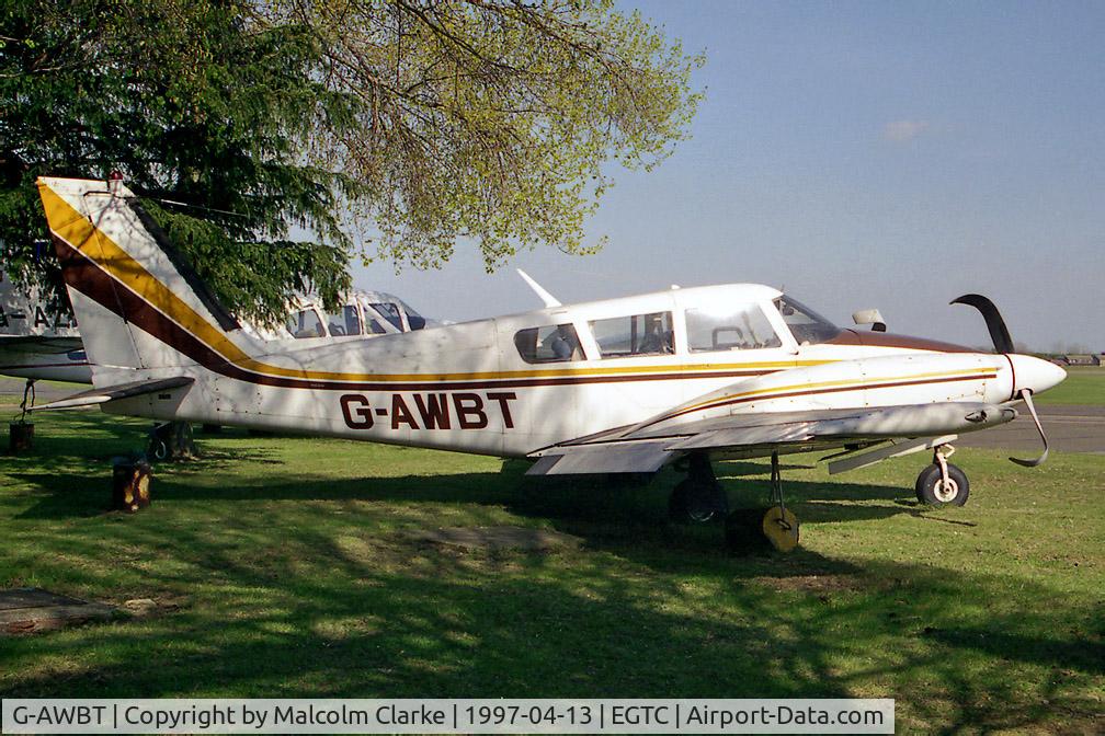 G-AWBT, 1967 Piper PA-30-160 B Twin Comanche C/N 30-1668, Piper PA-30 at Cranfield Airport.