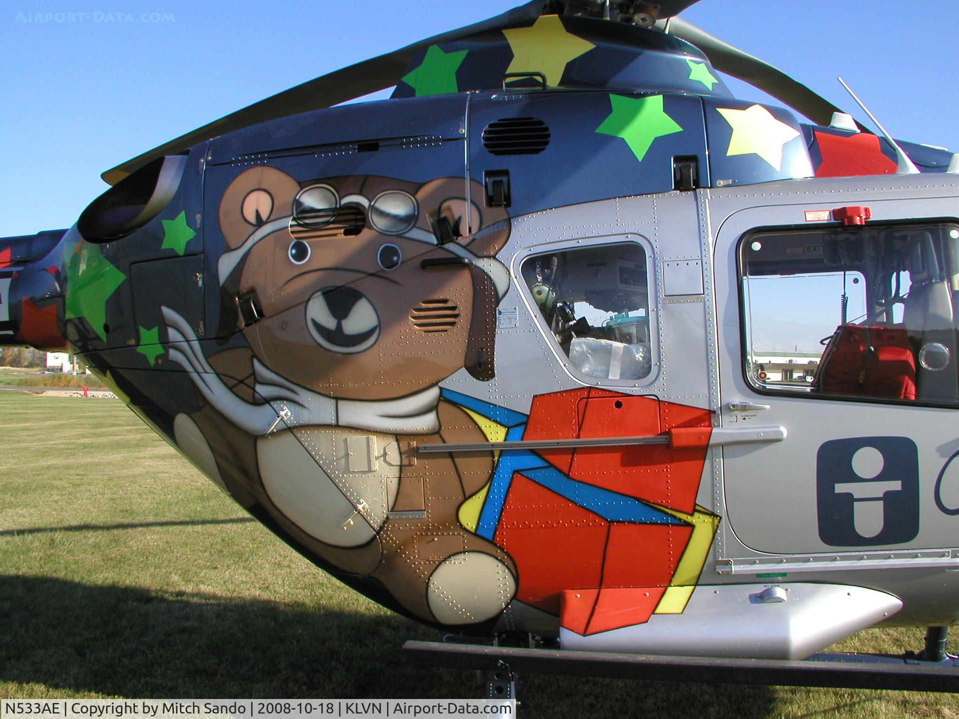 N533AE, 2008 Eurocopter EC-135P-2+ C/N 0683, Staging at Airlake before flying to the Minneapolis Convention Center for the 2008 Air Medical Transport Conference.
