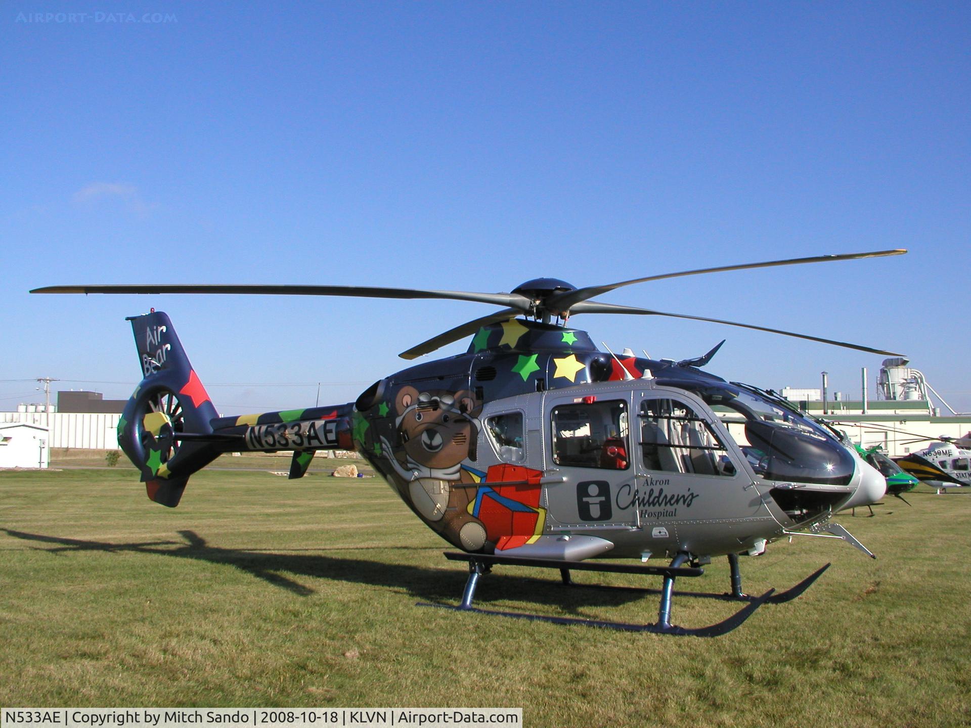 N533AE, 2008 Eurocopter EC-135P-2+ C/N 0683, Staging at Airlake before flying to the Minneapolis Convention Center for the 2008 Air Medical Transport Conference.