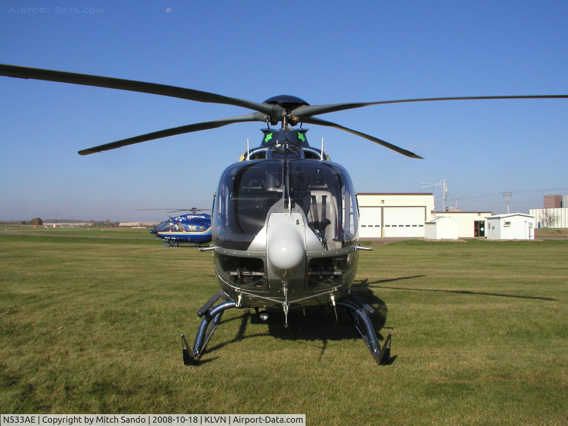 N533AE, 2008 Eurocopter EC-135P-2+ C/N 0683, Staging at Airlake before flying to the Minneapolis Convention Center for the 2008 Air Medical Transport Conference.