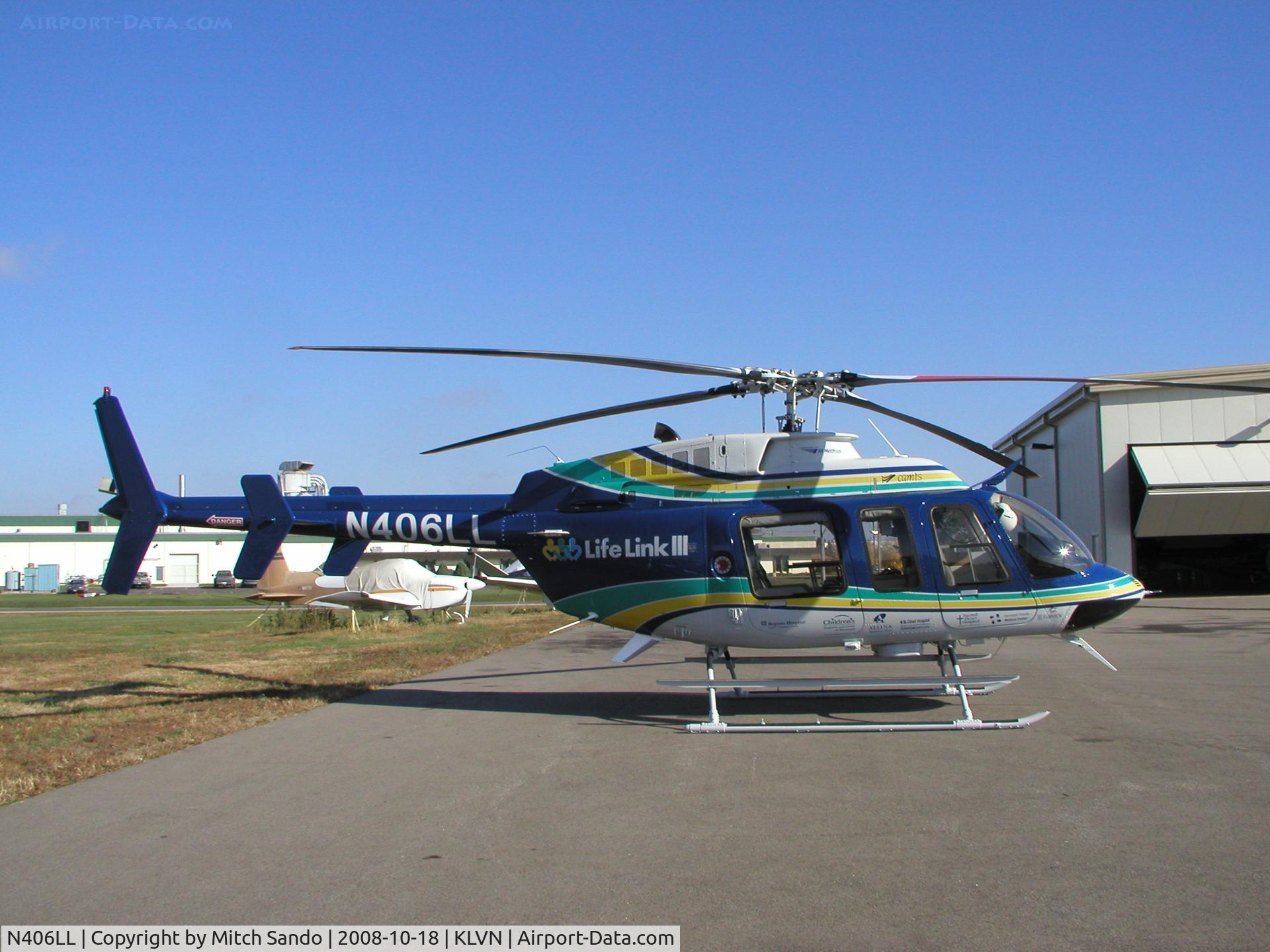 N406LL, 1998 Bell 407 C/N 53279, Staging at Airlake before flying to the Minneapolis Convention Center for the 2008 Air Medical Transport Conference.