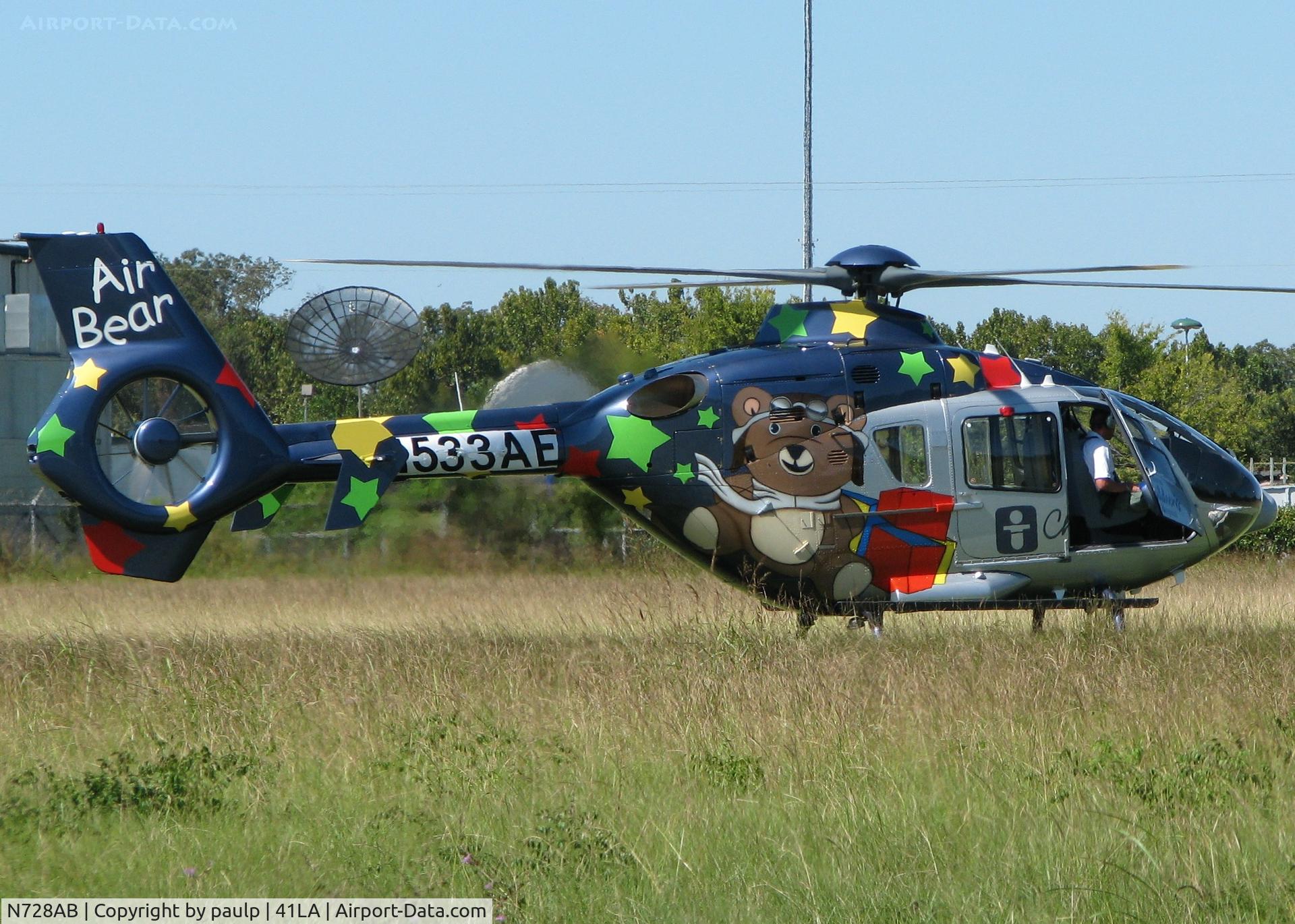 N728AB, 2008 Eurocopter EC-135P-2+ C/N 0683, At Metro Aviation near Downtown Shreveport with its temp registration before being delivered to the Akron Childrens Hospital.