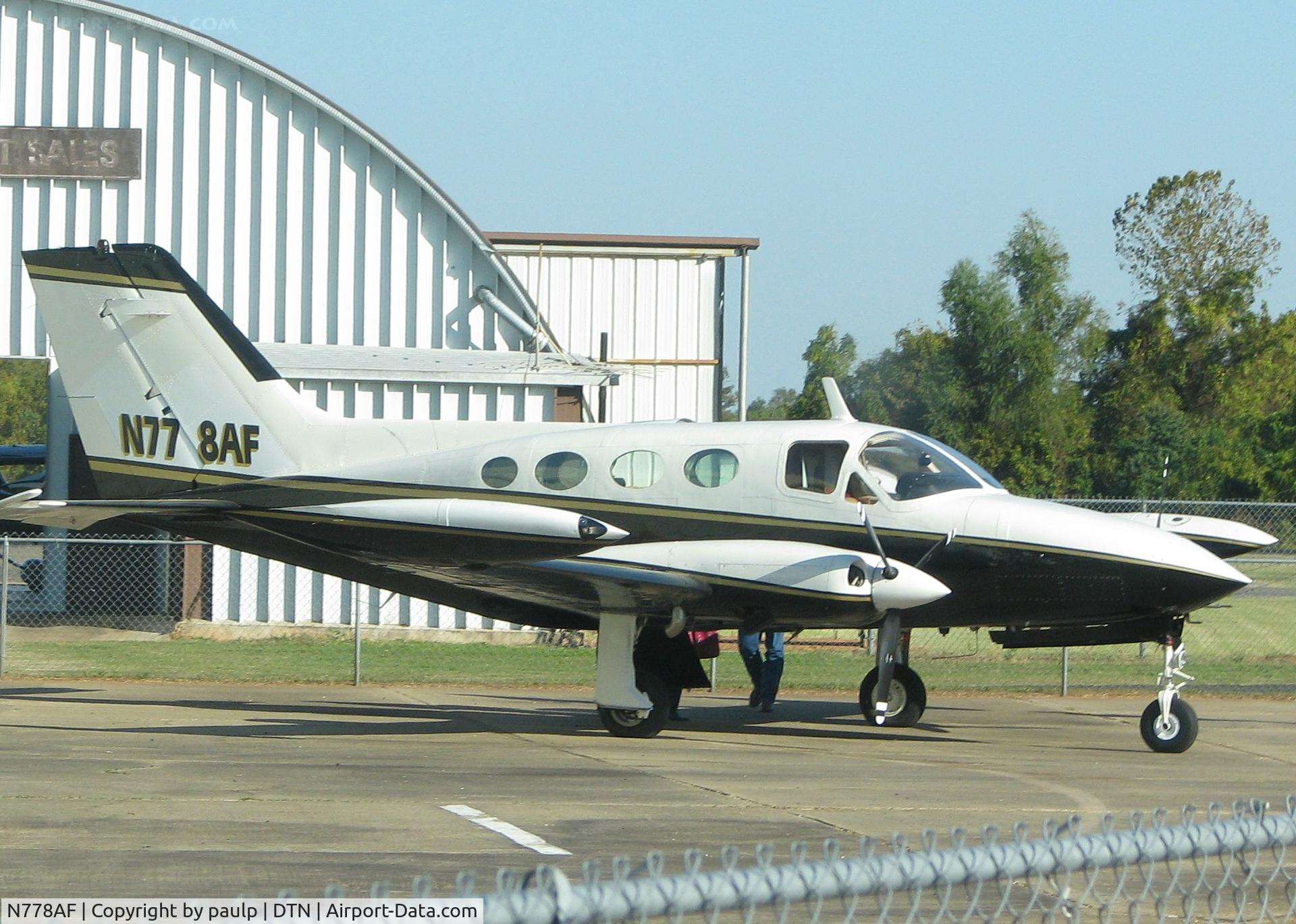 N778AF, 1970 Cessna 414 Chancellor C/N 414-0060, Parked at Downtown Shreveport.