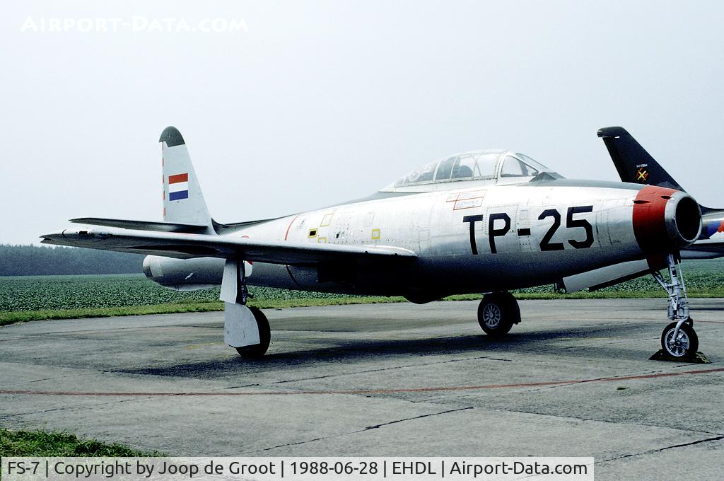 FS-7, Republic F-84E Thunderjet C/N 1358, For the 75th anniversary of the Dutch air force many museum aircraft were put on display. A rare occasion to see these aircraft outside.