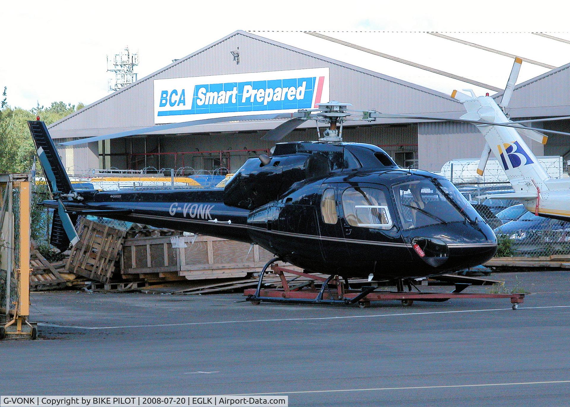 G-VONK, 1985 Aerospatiale AS-355F-1 Ecureuil 2 C/N 5325, SITTING IN THE PREMIAIR COMPOUND