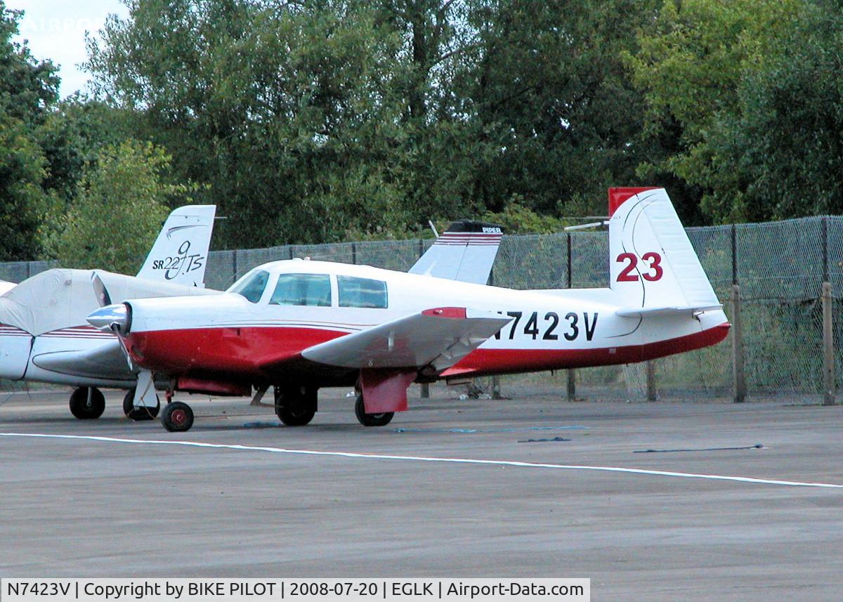 N7423V, 1975 Mooney M20E C/N 21-1163, CARRYING AIR RACE NUMBER