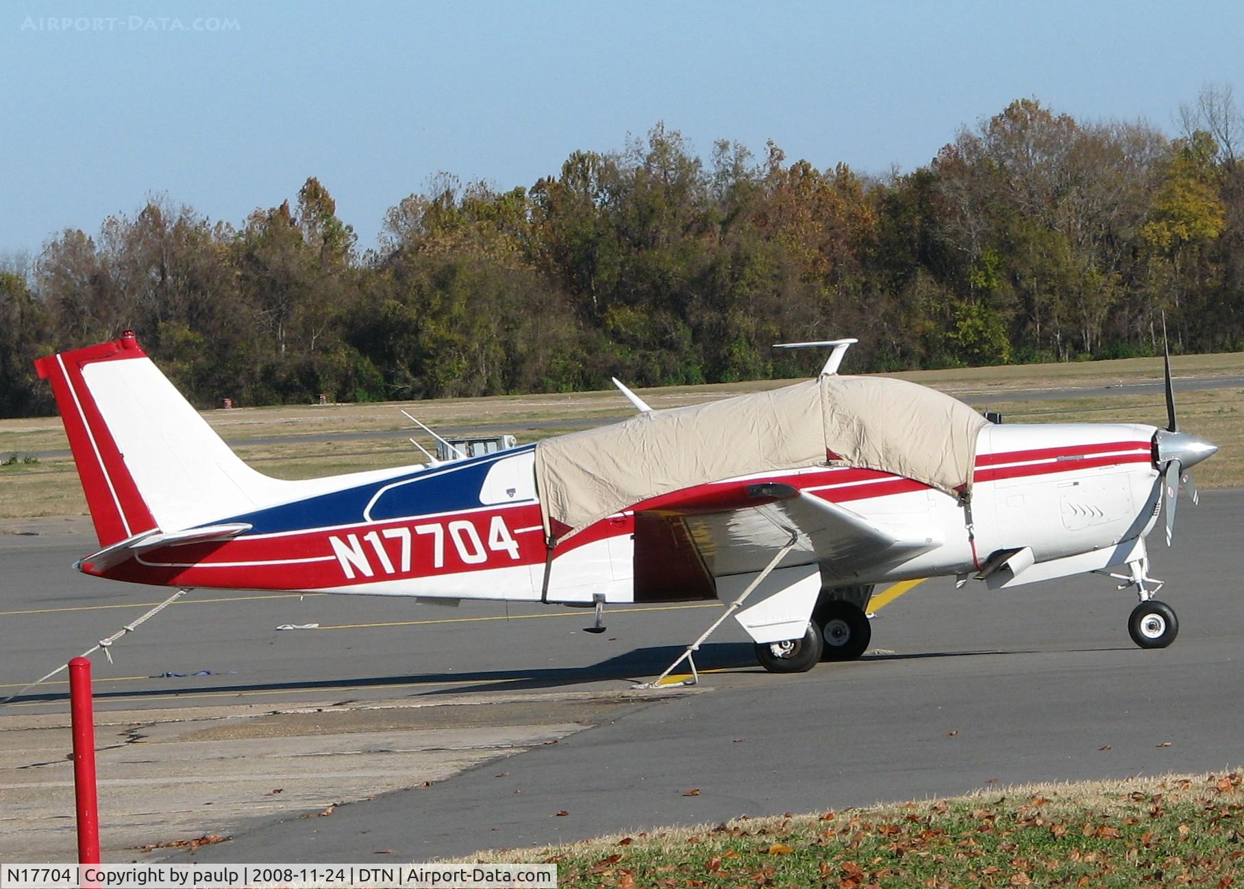 N17704, 1977 Beech A36 Bonanza 36 C/N E-1008, Parked at Downtown Shreveport.