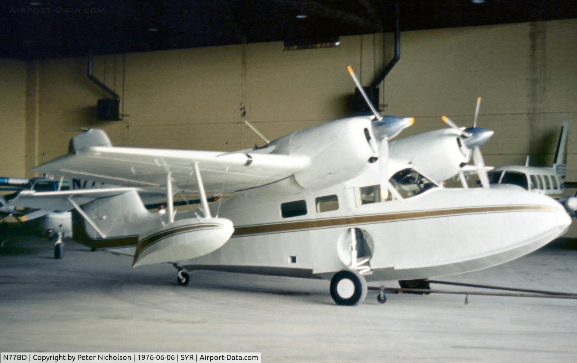 N77BD, 1943 Grumman G-44 Widgeon C/N 1343, Hangered at Syracuse in 1976