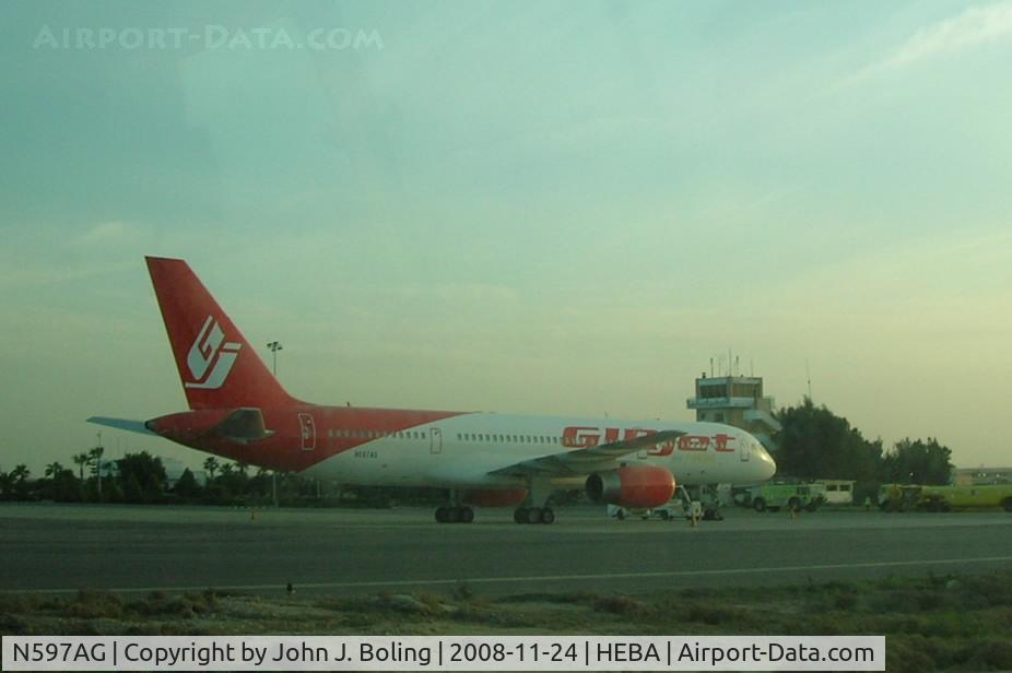 N597AG, 1992 Boeing 757-236 C/N 25597, MSN 25597 on Alexandria, Egypt ramp (HEBA) after ferry from Sharajh, UAE (OMSJ/SHJ) by John Boling and Don Sullivan