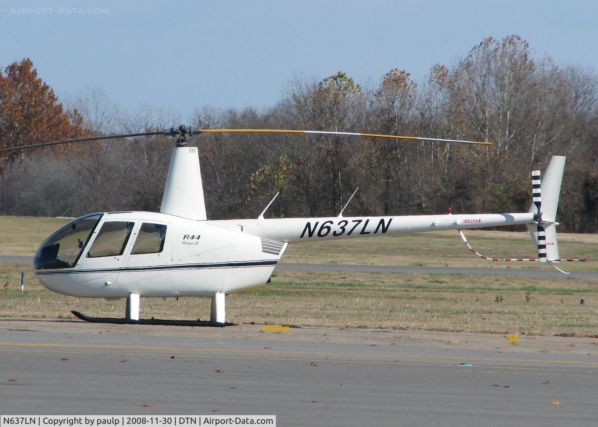 N637LN, 2007 Robinson R44 Raven II C/N 11637, Parked at Downtown Shreveport.