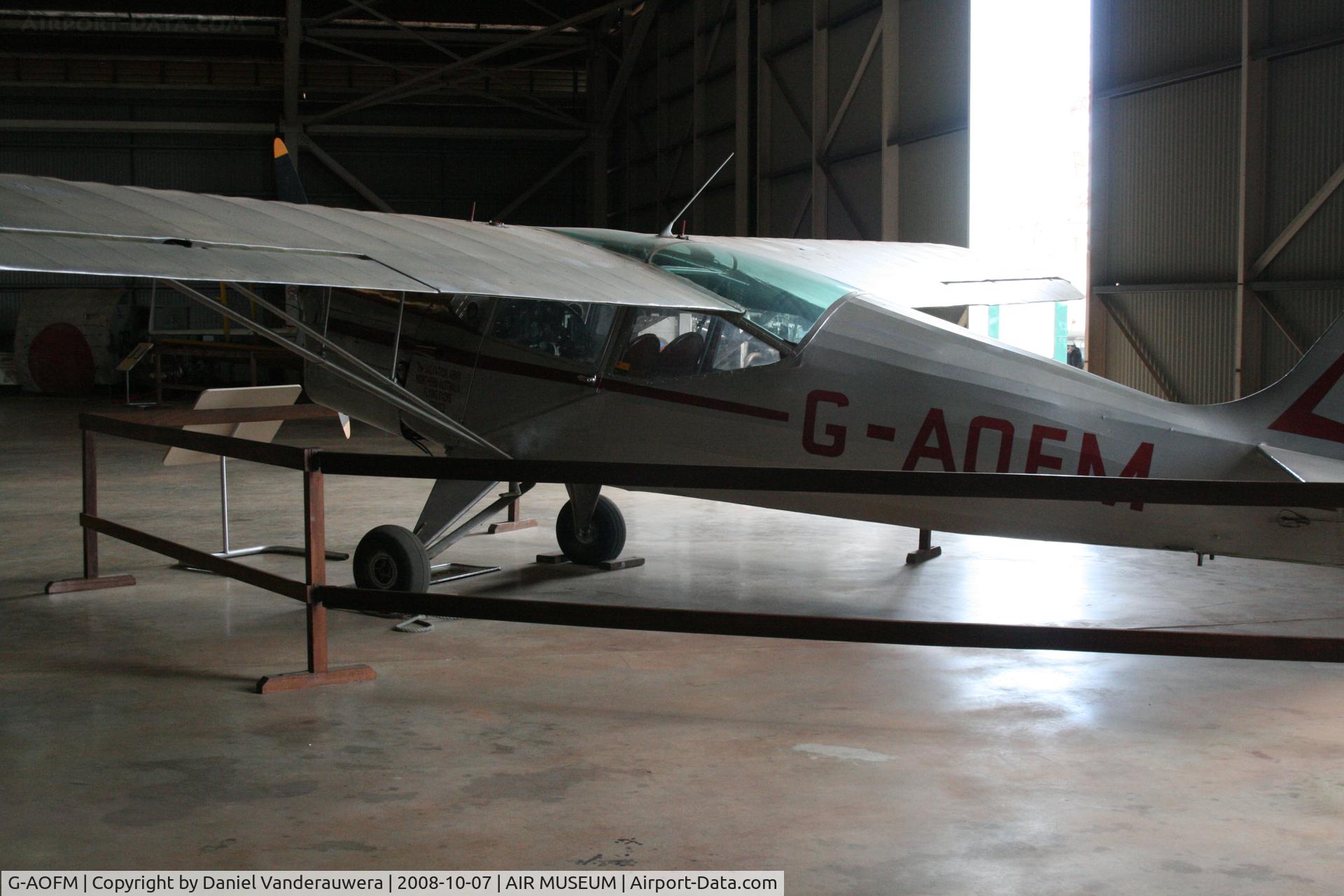 G-AOFM, 1955 Auster J-5P Autocar C/N 3178, now displayed in Australian Aviation Heritage Centre - Winnellie NT