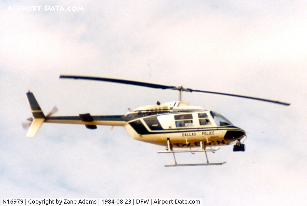 N16979, 1978 Bell 206B JetRanger III C/N 2346, At DFW - Dallas Police flying over during the arrival of President Reagan.