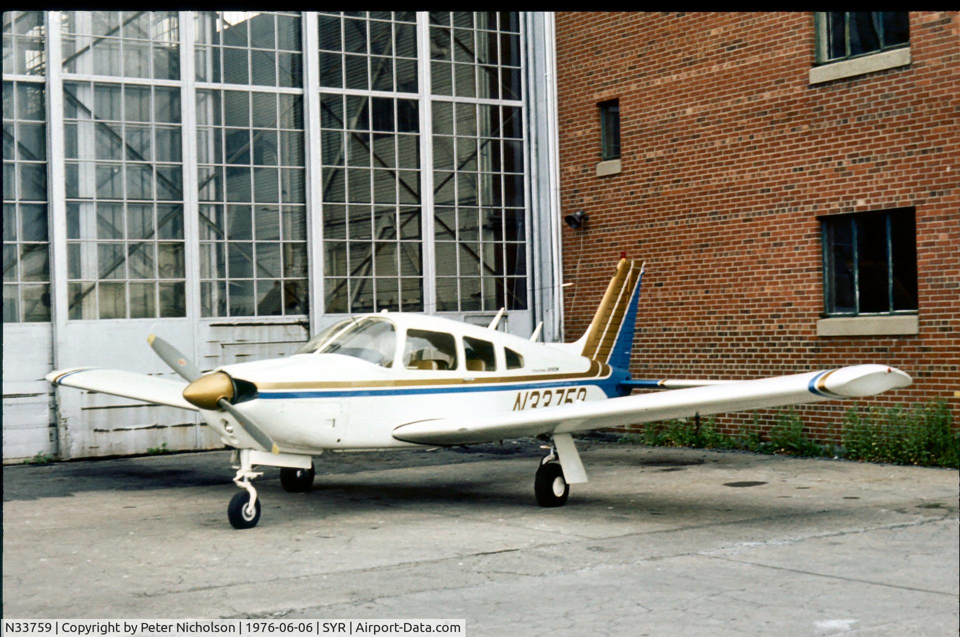 N33759, 1975 Piper PA-28R-200 C/N 28R-7535188, This Cherokee Arrow seen at Syracuse in 1976