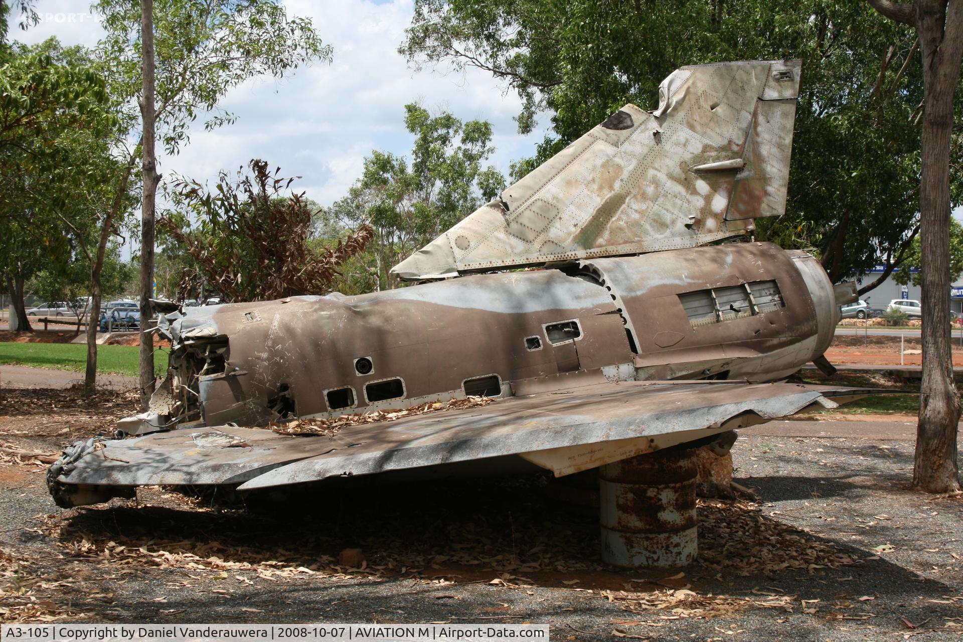 A3-105, 1966 Dassault Mirage IIIOD C/N 105, crew ejected - minor injuries - Australian Aviation Heritage Centre - Winnellie NT