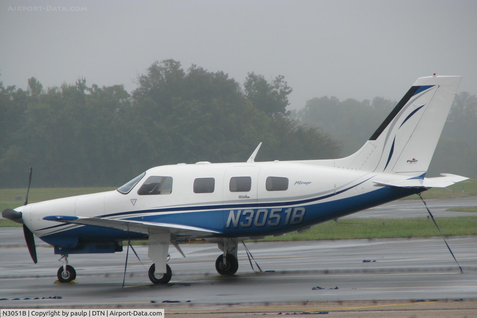 N3051B, 2008 Piper PA-46-350P Malibu Mirage C/N 4636440, Rainy day at Downtown Shreveport.