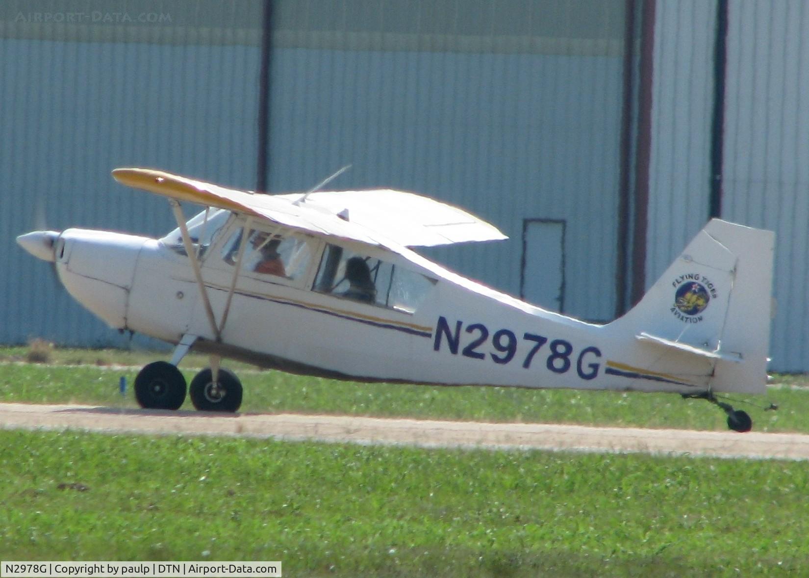 N2978G, 1968 Champion 7KCAB C/N 70, About to take off from Downtown Shreveport and fly a banner around the city for a local politician.