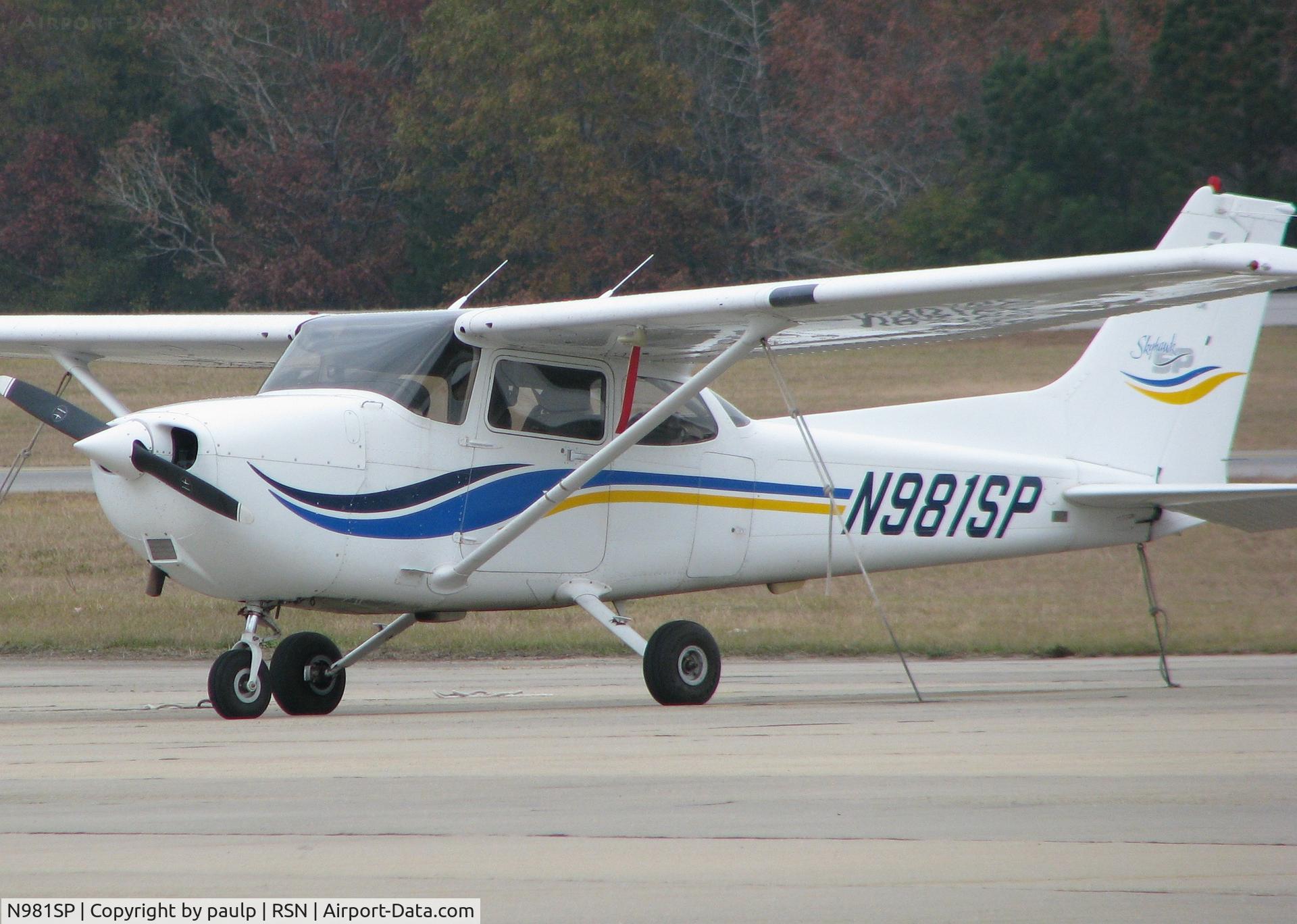 N981SP, 1999 Cessna 172S C/N 172S8183, Parked at the Ruston Louisiana airport.